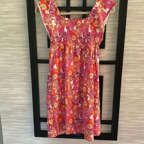 Faded Glory Other - Faded glory pink and orange floral cute cotton dress smoked front size 18 two ex